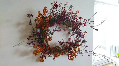 秋の実のリース　NHK文化センター札幌教室で