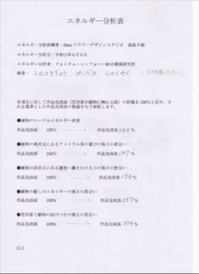 森直子 の創る「花作品エネルギー」分析結果【保存版】